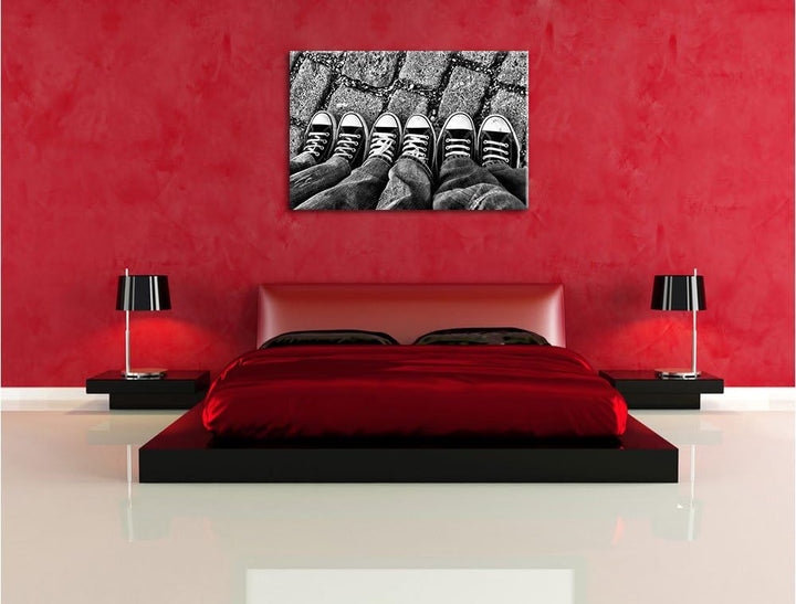 Pixxprint Trendige Schuhe als Leinwandbild/Grösse: 100x70 cm/Wandbild/Kunstdruck/fertig bespannt, 10