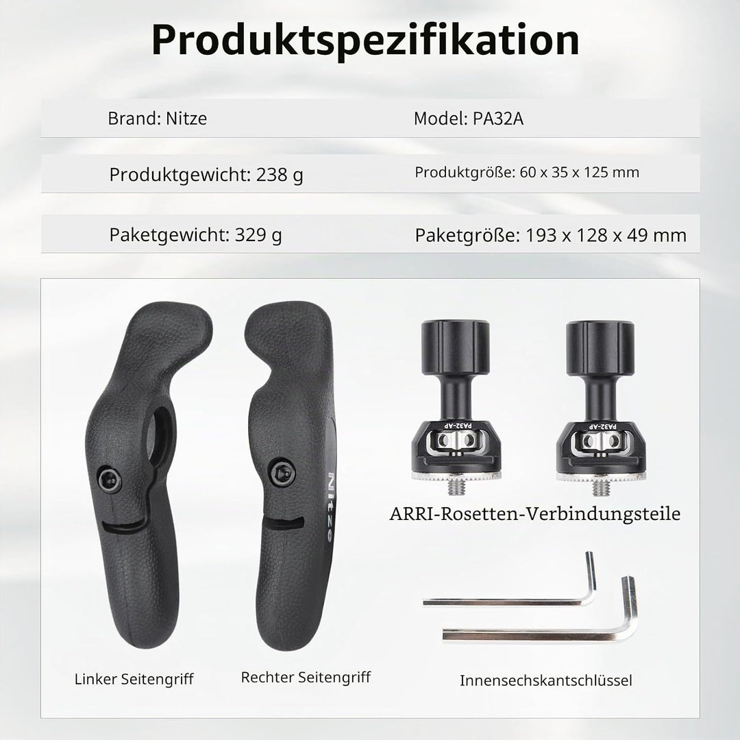 Nitze Side Handle ARRI Rosette,Seitengriff-Kit mit ARRI-Rosette, linker Seitengriff, rechter Seiteng