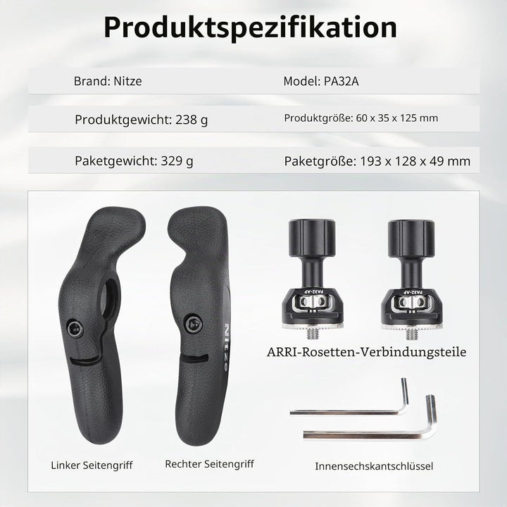 Nitze Side Handle ARRI Rosette,Seitengriff-Kit mit ARRI-Rosette, linker Seitengriff, rechter Seiteng
