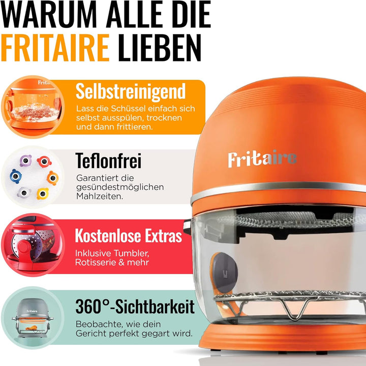 Fritaire Ungiftiger Glas-Airfryer™, 5L – 360° Sicht, Selbstreinigung, 400°F Heissluft-Vortex für gle