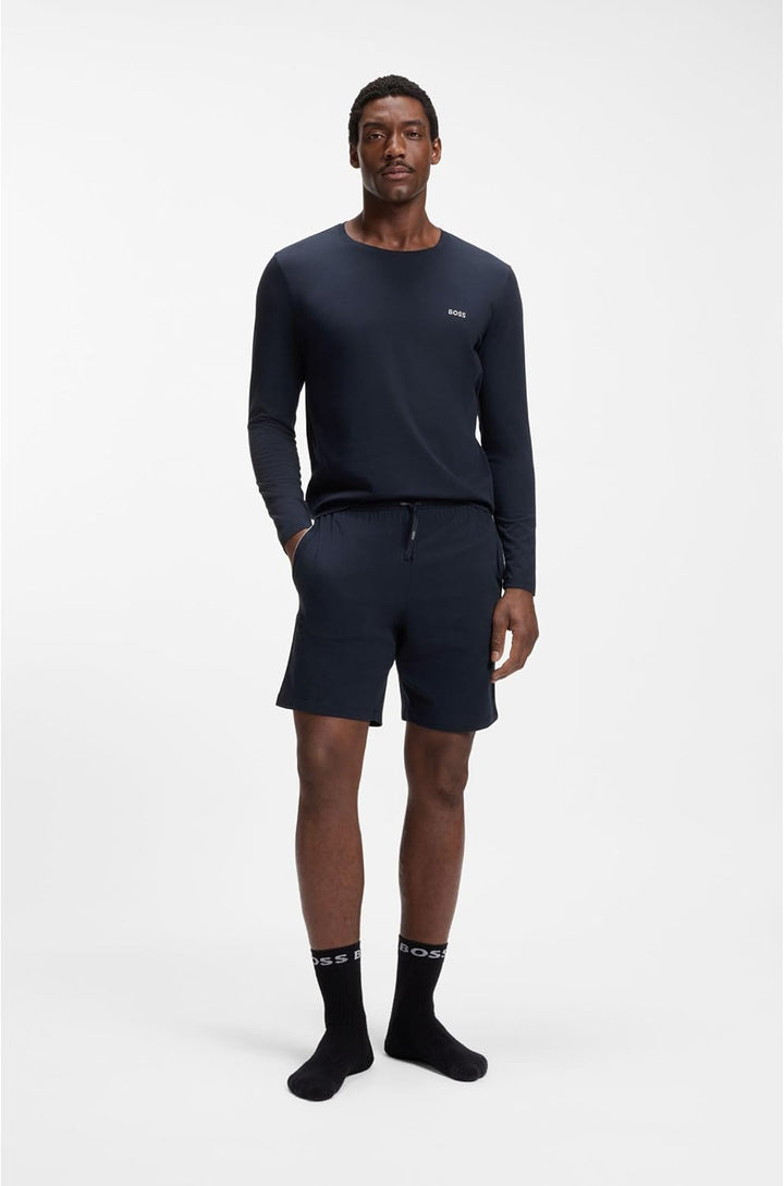 BOSS Herren Mix&Match LS-Shirt R T-Shirt aus Stretch-Baumwolle mit Logo-Stickerei L Dark Blue403, L