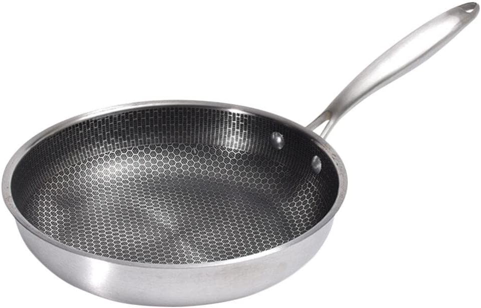 UPKOCH Edelstahl-Bratpfanne Antihaftbeschichtet Omelette-Pfanne Wabenboden Steak-Bratpfanne Gas-Koch