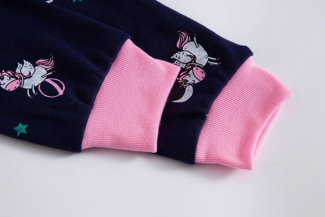 Mädchen Pyjamas Set Pyjamas 100% Baumwolle PJs Langarm Kurzarm Nachtwäsche 2-12 Jahre Einhorn-eule 3