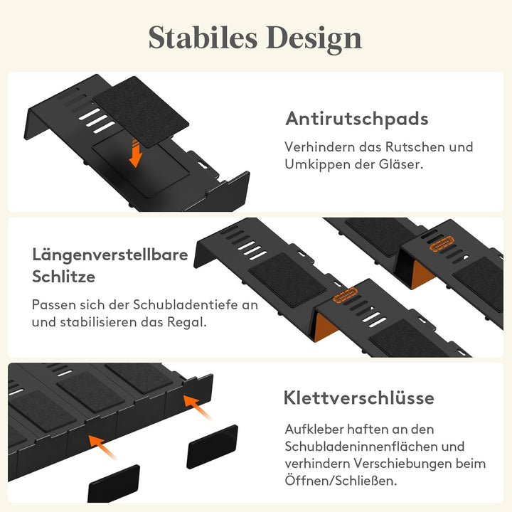 Lifewit Gewürzregal Schublade 48 Stück, Verstellbarer Gewürz Organizer für Alle Schubladen, Kombinie