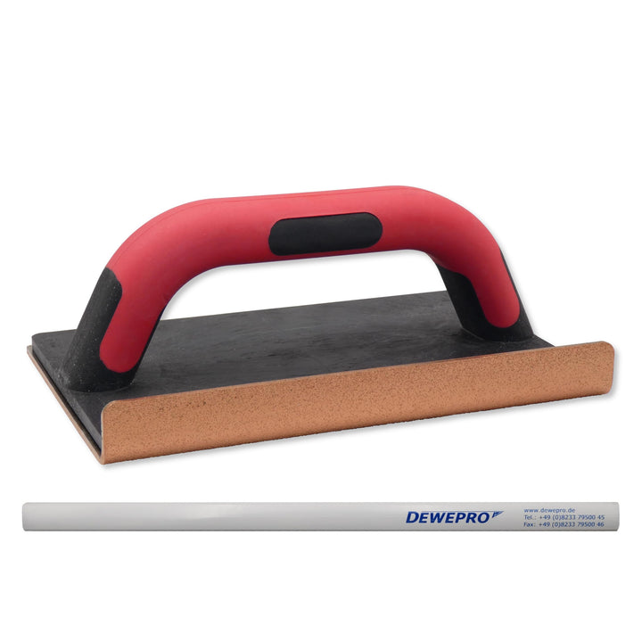 DEWEPRO® Hartmetall-Schleifbrett aus Wolfram Karbid mit abgewinkelter Seite und 2-Komponentengriff -