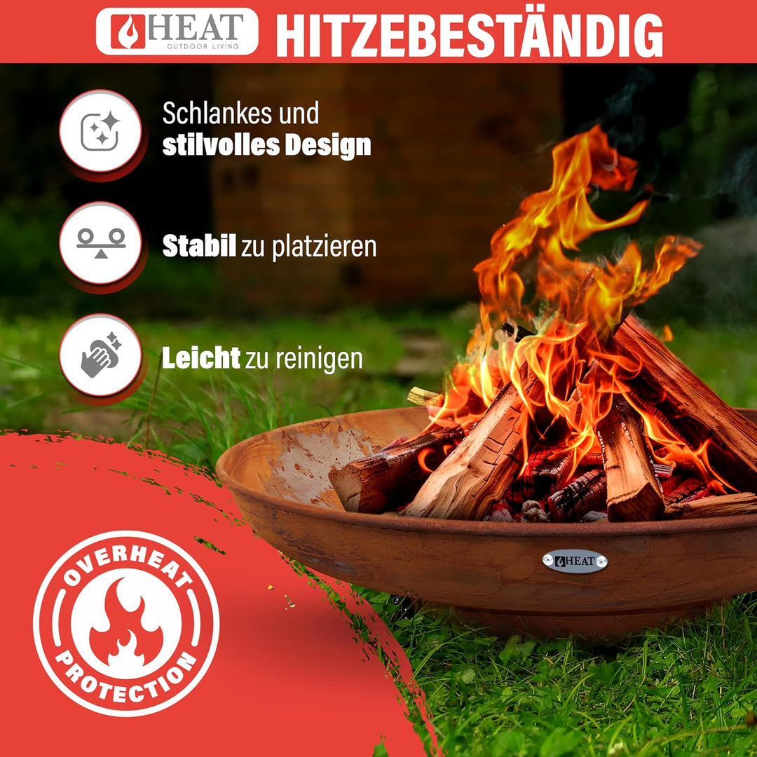 Feuerschale Ø90cm Rost - BBQ Feuerschalen für den Garten - Feuerstelle Outdoor &amp; Feuertonne - Terras
