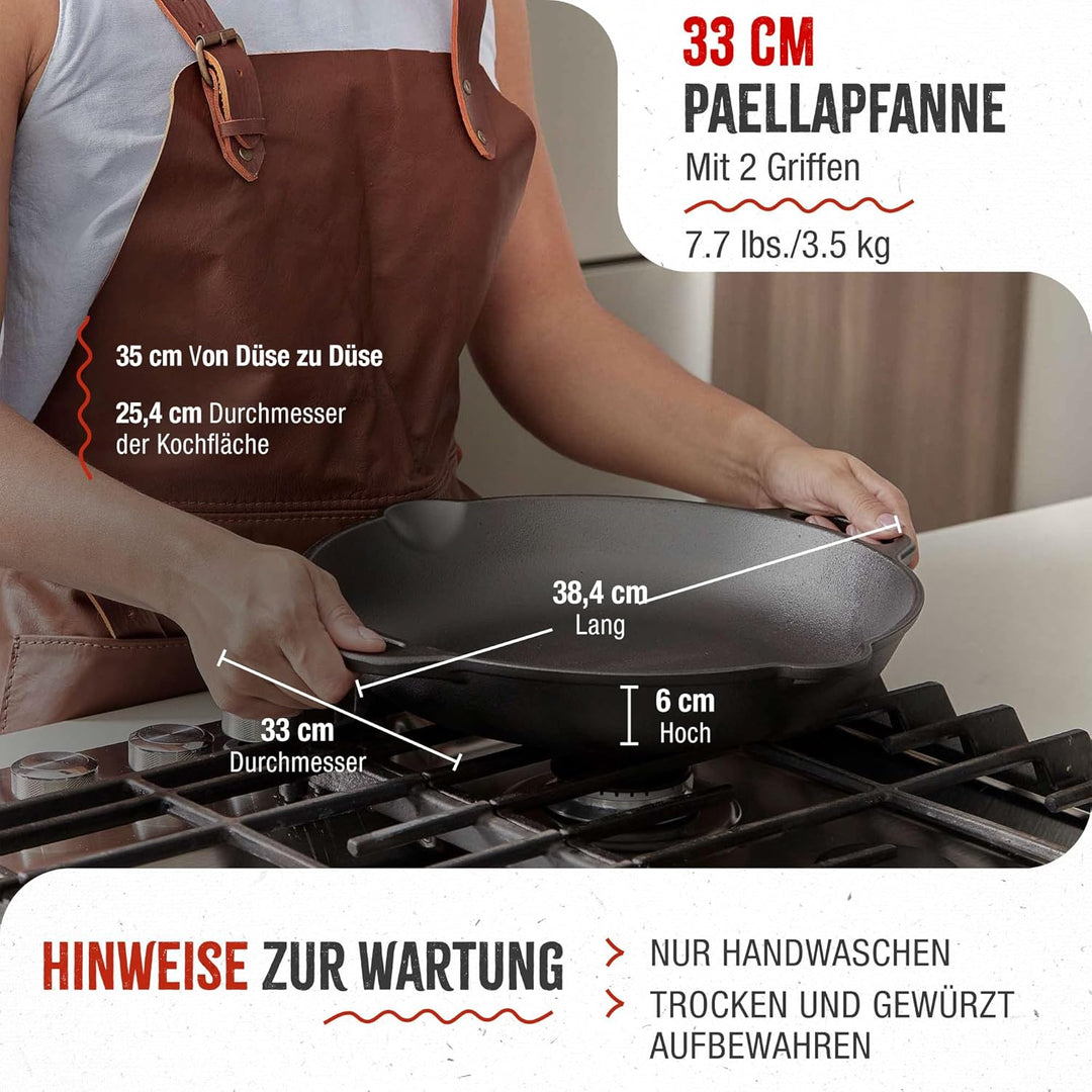 Victoria Runde Pfanne aus Gusseisen mit Doppelschlaufen-Griffen, hergestellt in Kolumbien 13 Inch, 1