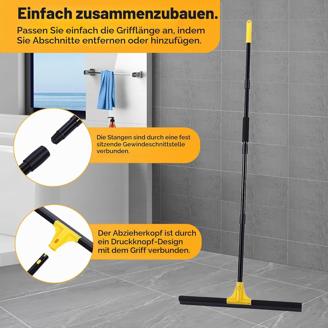 Wasserschieber 60cm, Bodenabzieher mit 158cm Verstellbarer Griff und Platzsparendes, Bequem, Abziehe