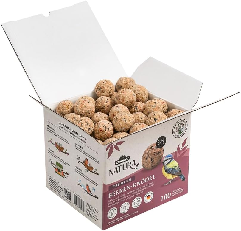 Dehner Natura Premium Meisenknödel ohne Netz, Beerenknödel, ganzjähriges Wildvogelfutter proteinreic
