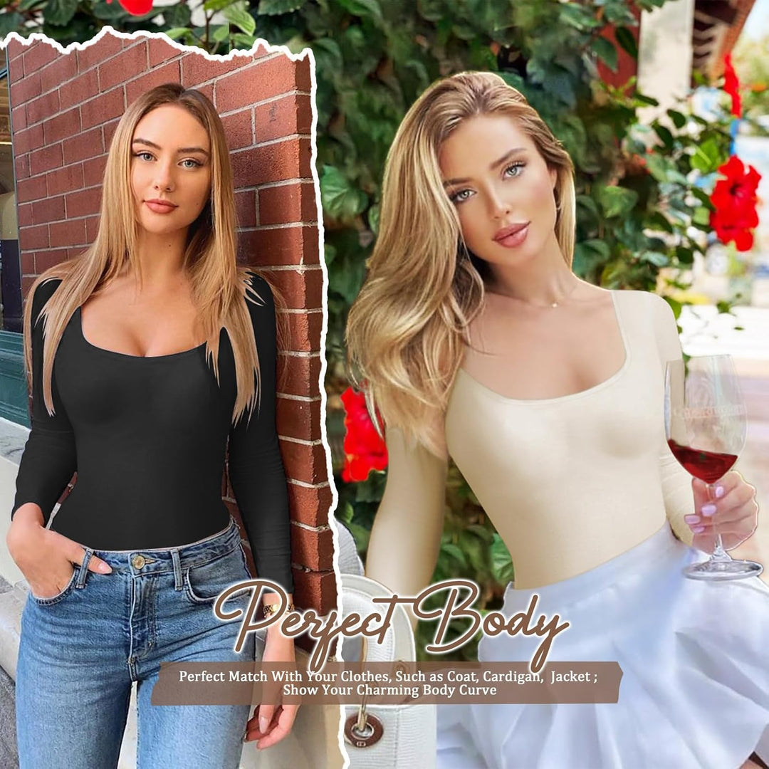 Svanco Body Damen Langarm Bodysuit Bauchweg Formende Shaping Body Shaper für Frauen Elegant Slimming