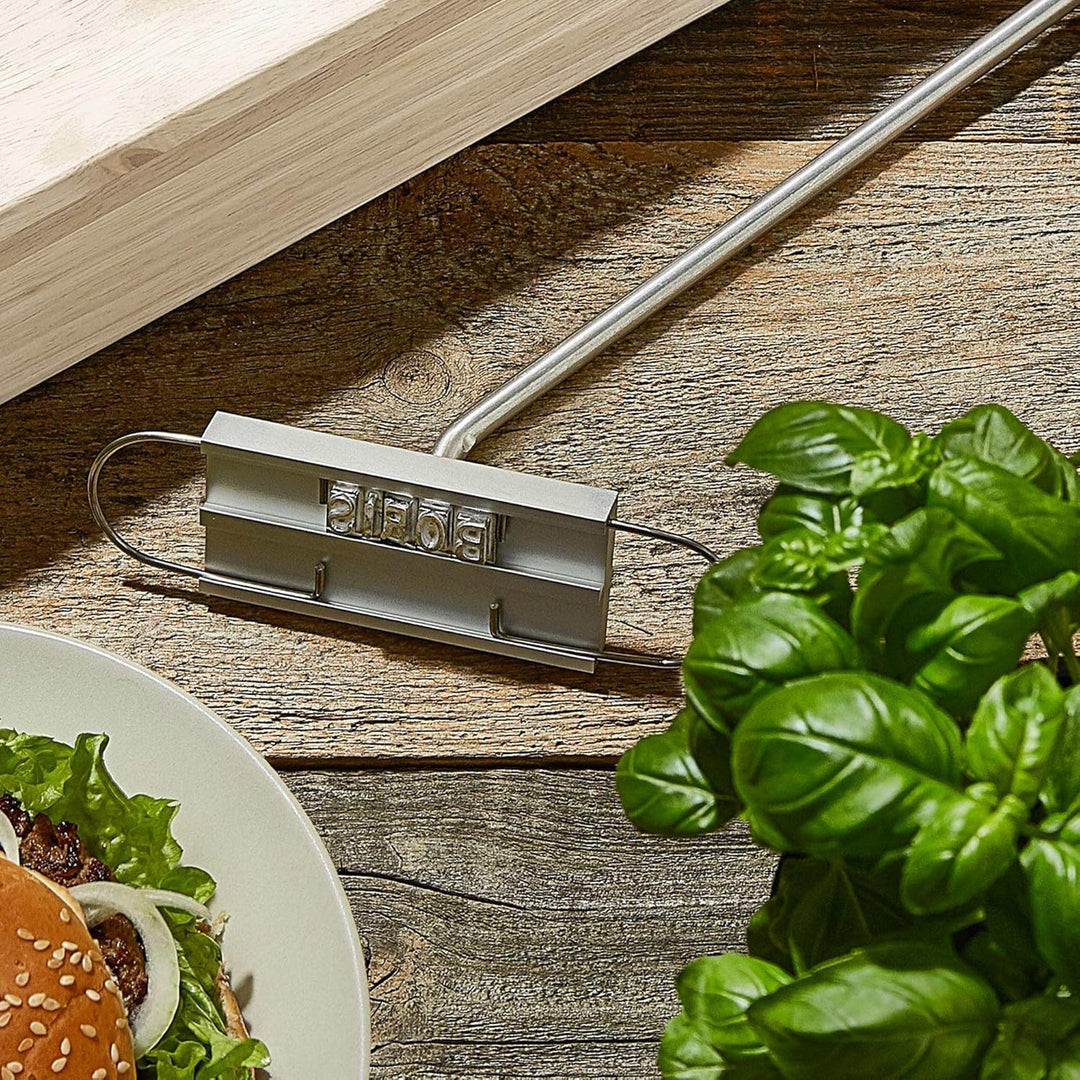 BBQ Brandeisen mit Buchstaben-Set und Holzbox, Fleischstempel für den Grill, Grillzubehör, Fleisch-B