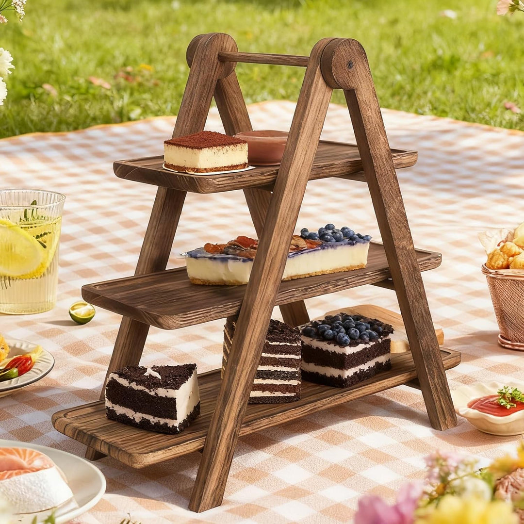 Etagere 3 Etagen Holz, Cupcake Ständer Holz, Dessertständer mit Hölzernes, Tortenständer 3 Etagen, H