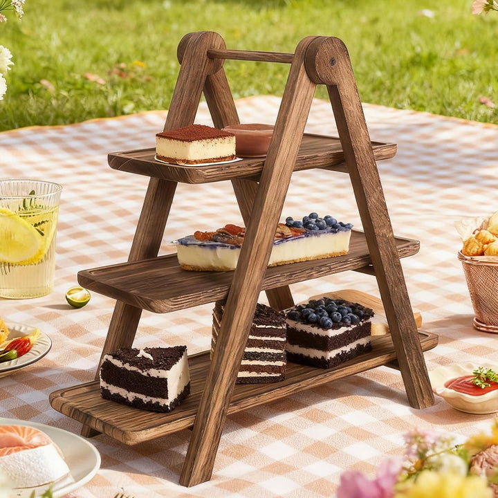 Etagere 3 Etagen Holz, Cupcake Ständer Holz, Dessertständer mit Hölzernes, Tortenständer 3 Etagen, H