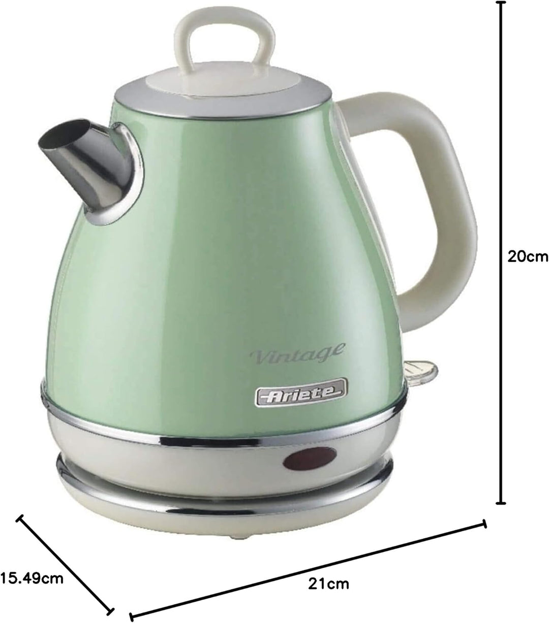Ariete, 2868 Vintage, elektrischer Design-Wasserkocher aus Edelstahl für Aufgussgetränke, Tee und Kr