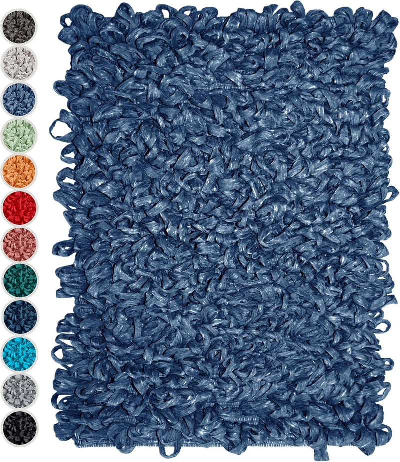 Lashuma Badezimmer Teppich Jeansblau, geeignet für Fussbodenheizung 50x70 cm 50x70 cm Jeansblau, 50x