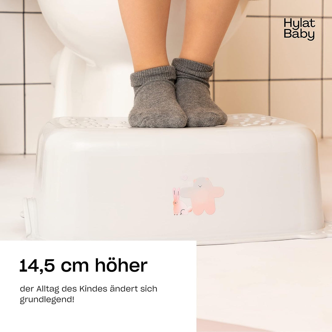Hylat Baby Kinderhocker & Kindertoilettensitz Set - Rutschfester Tritthocker + Toilettenaufsatz für