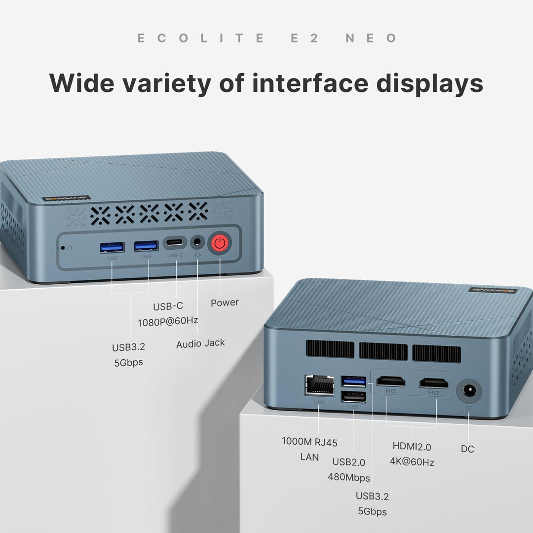 BOSGAME E2 Neo Home-Office-Mini PC, Ryzen 5 3500U (übertrifft N150/4300U, bis zu 3,7 GHz), 16 GB DDR