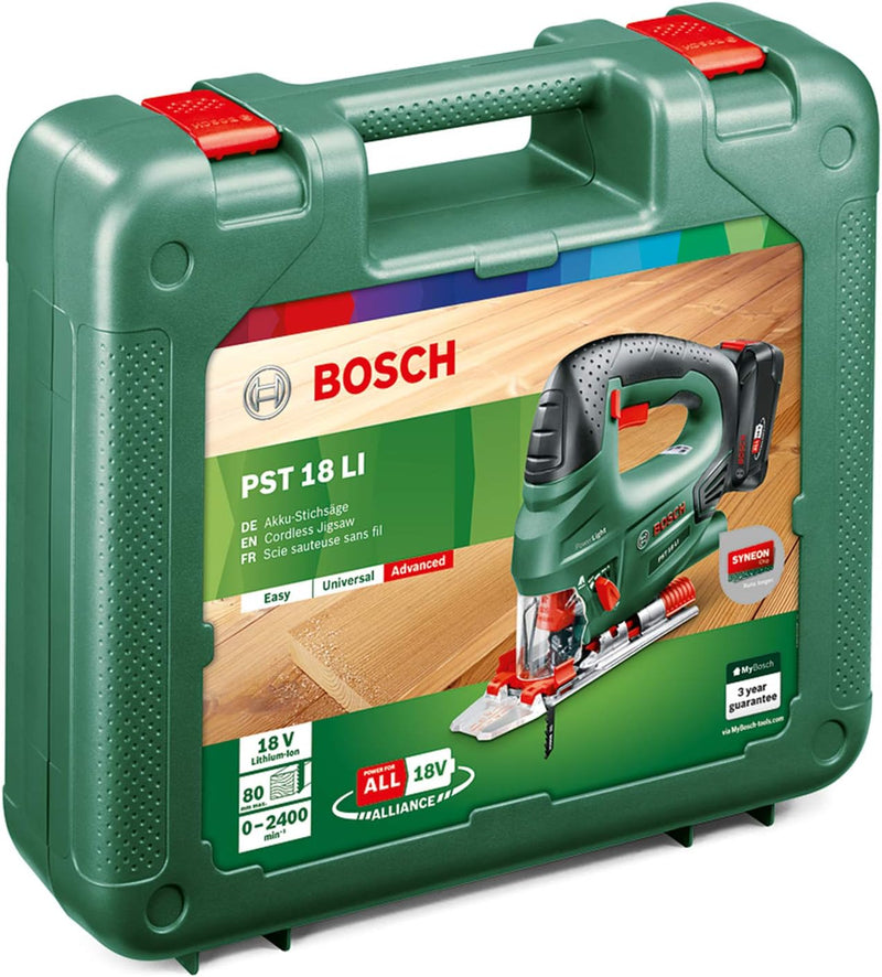 Bosch Akku Stichsäge PST 18 LI (1 Akku, 18 Volt System, im Koffer) PST 18 LI I 1 Akku I im