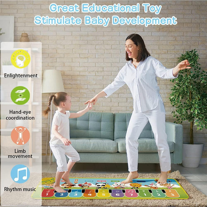 Baby Musikmatte Klaviermatte mit 8 Musikinstrumente, Keyboard Kinder Tanzmatte, Spielzeug Geschenk f