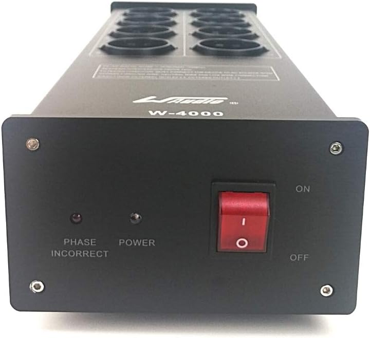 WAudio HiFi Netzfilter W-4000B, 8 Mehrfach Steckdosen mit Überspannungsschutz und Phasenlicht, Schwa