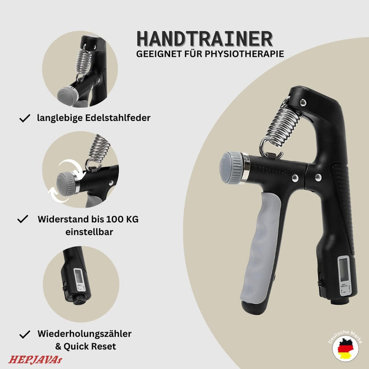 HEPJAVAs SIX-HANDKRAFT-SET 6in1 Handtrainer/Fingertrainer bestehend aus Griffkraft, Fingerdruck & Un