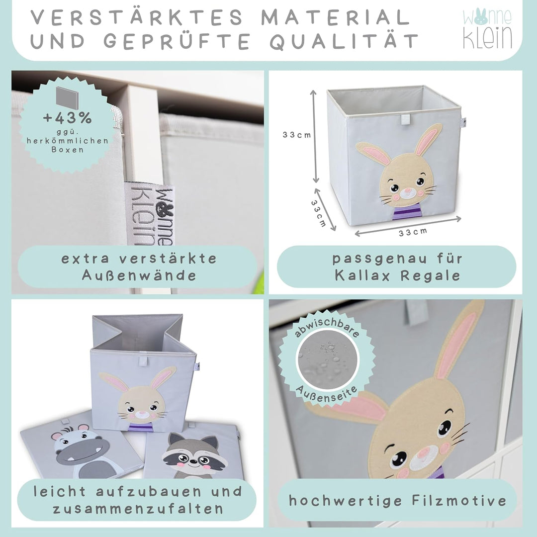 wonneklein Aufbewahrungsbox Kinder für Kallax Regal I Einsatz Kinderregal I Faltbox 33x33x33 Kinderz