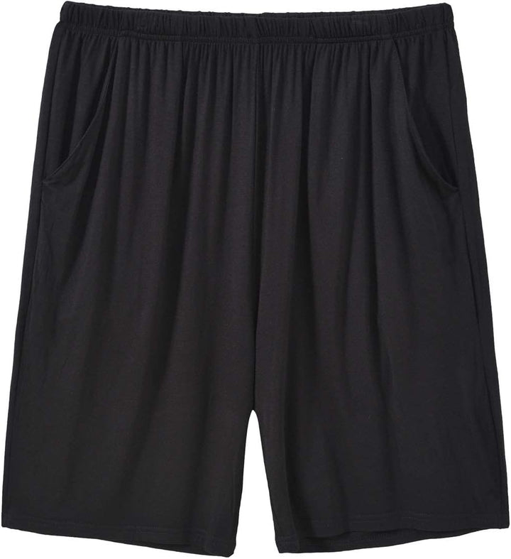 JINSHI Schlafanzughosen Modal Kurz Pyjamahose Nachtwäsche Schlafshorts für Herren 48-50 Schwarz &amp; Ma