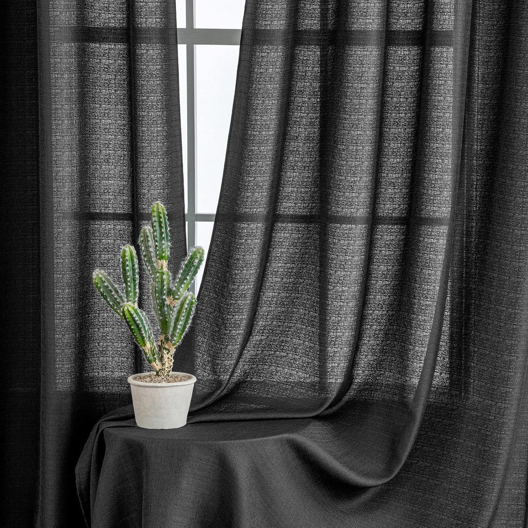 MIULEE 2er Set Voile Vorhang Sheer Leinenvorhang mit Ösen Transparente Unregelmässige Textur Gardine