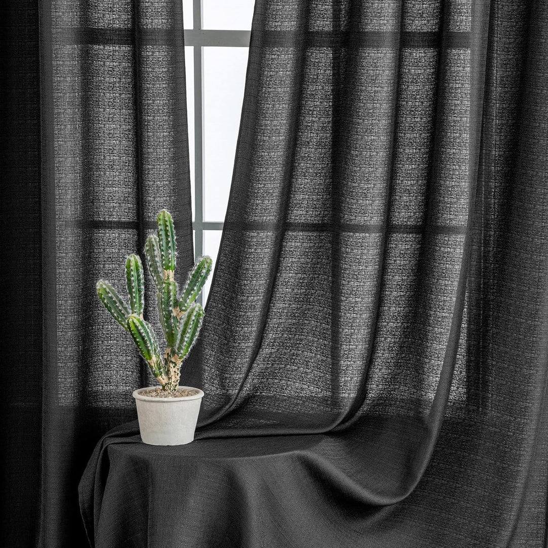 MIULEE Vorhang Gardine 2er Set Voile Vorhänge Sheer Leinenvorhang Deko Ösen transparent Farbverlauf