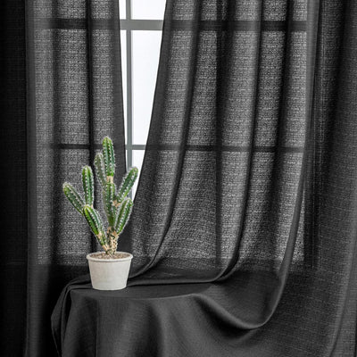MIULEE 2er Set Voile Vorhang Sheer Leinenvorhang mit Ösen Transparente Unregelmässige Textur Gardine