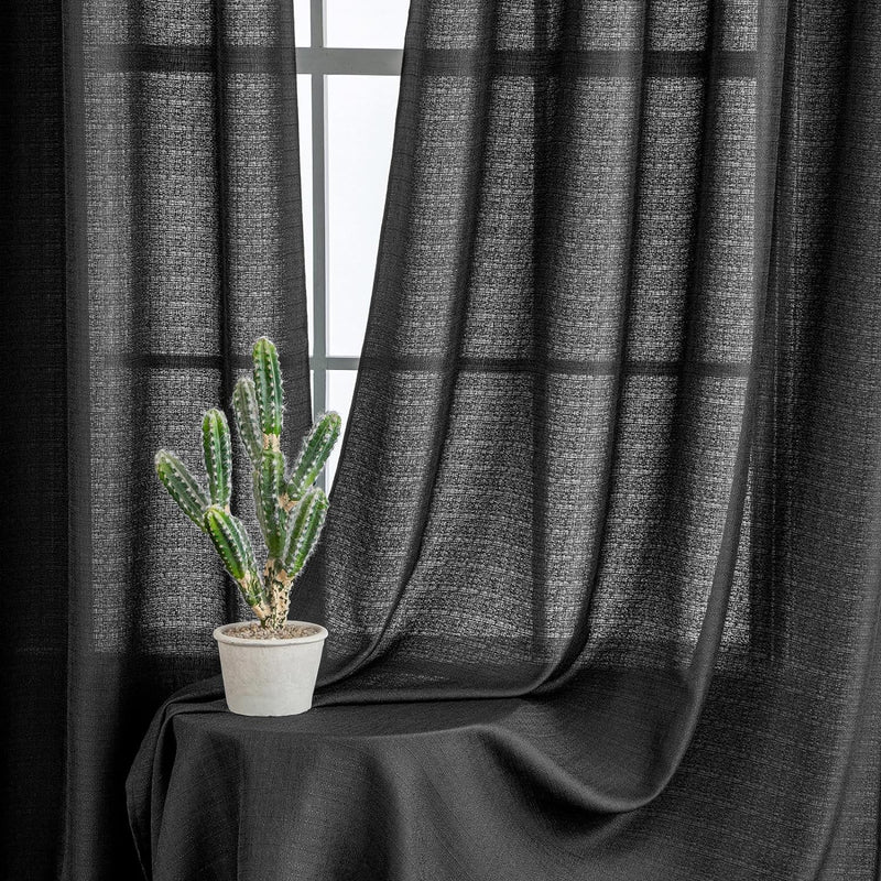 MIULEE 2er Set Voile Vorhang Sheer Leinenvorhang mit Ösen Transparente Unregelmässige Textur Gardine