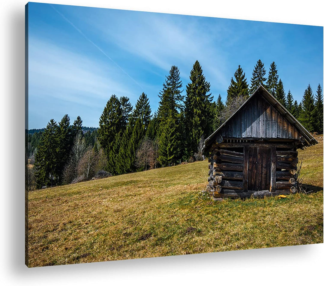 deyoli alte Holzhütte Format: 60x40 als Leinwandbild, Motiv fertig gerahmt auf Echtholzrahmen, Hochw