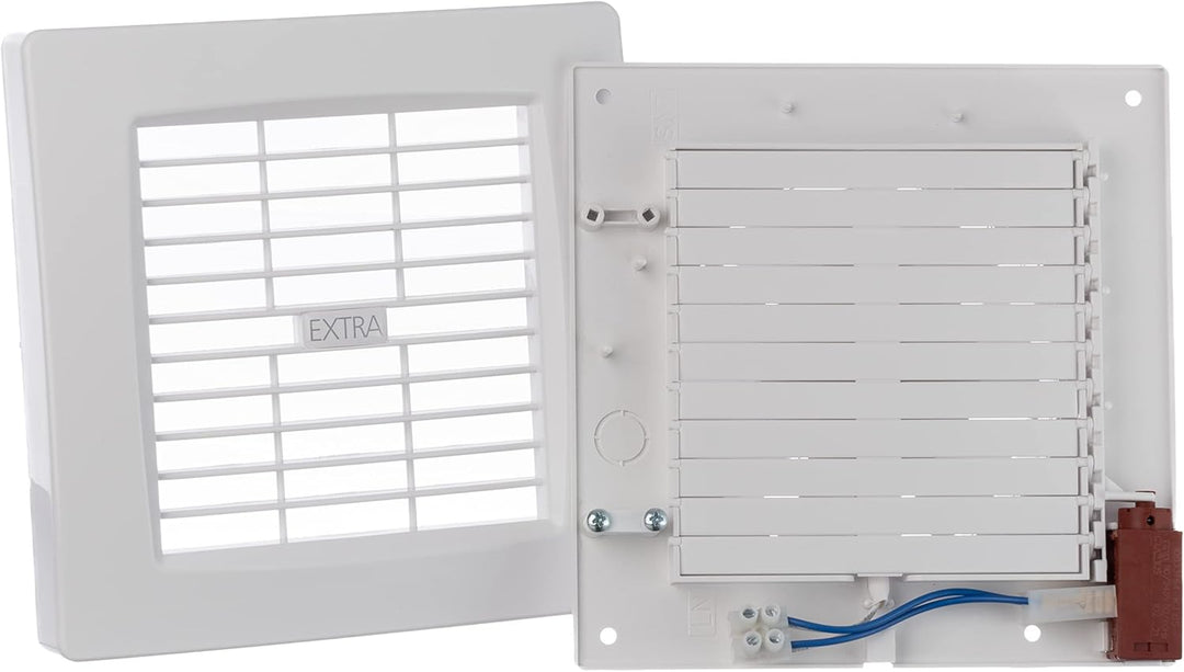 Steinberg14 Ø 120mm Badlüfter mit Automatischen Jalousie/Lamellen - Weiss Ventilator für Bad WC Küch