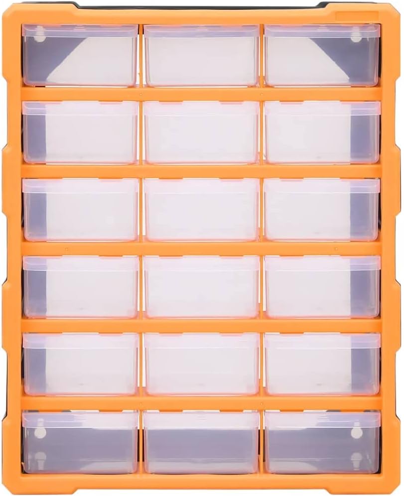 Myheimly Multi-Schubladen-Organizer 18 Schubladen 38x16x47 cm Orange und Schwarz 18 Schubladen, Oran