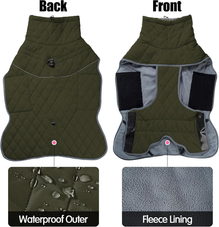 HEYWEAN Hundemantel Winter Wasserdicht Hundejacke mit D-Ring Warm Mantel Hund Fleece Hundepullover R