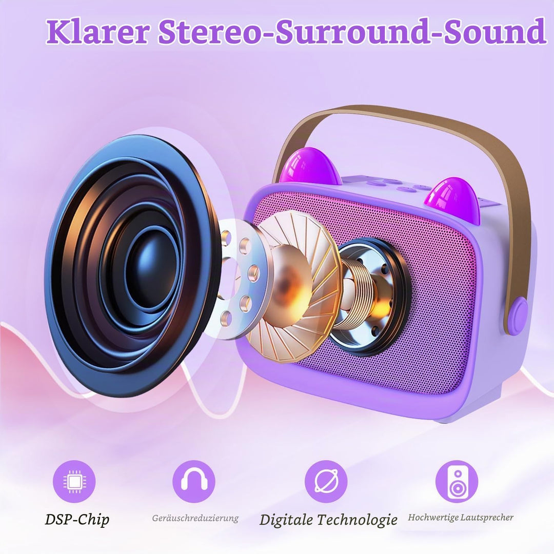 Karaoke Maschine mit 2 Karaoke Mikrofonen Kinder: Mini Karaoke Maschine Geschenk Mädchen mit Mikrofo