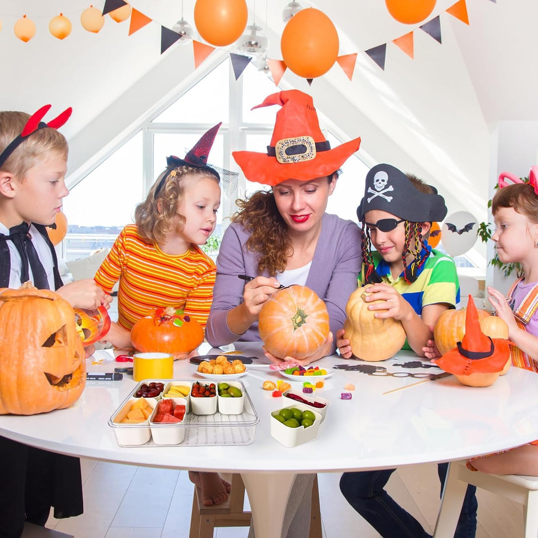 Snackbox mit 8 Fächern, Snackteller mit Deckel und Griffen, Snackdose für Snacks kinder, Süssigkeite