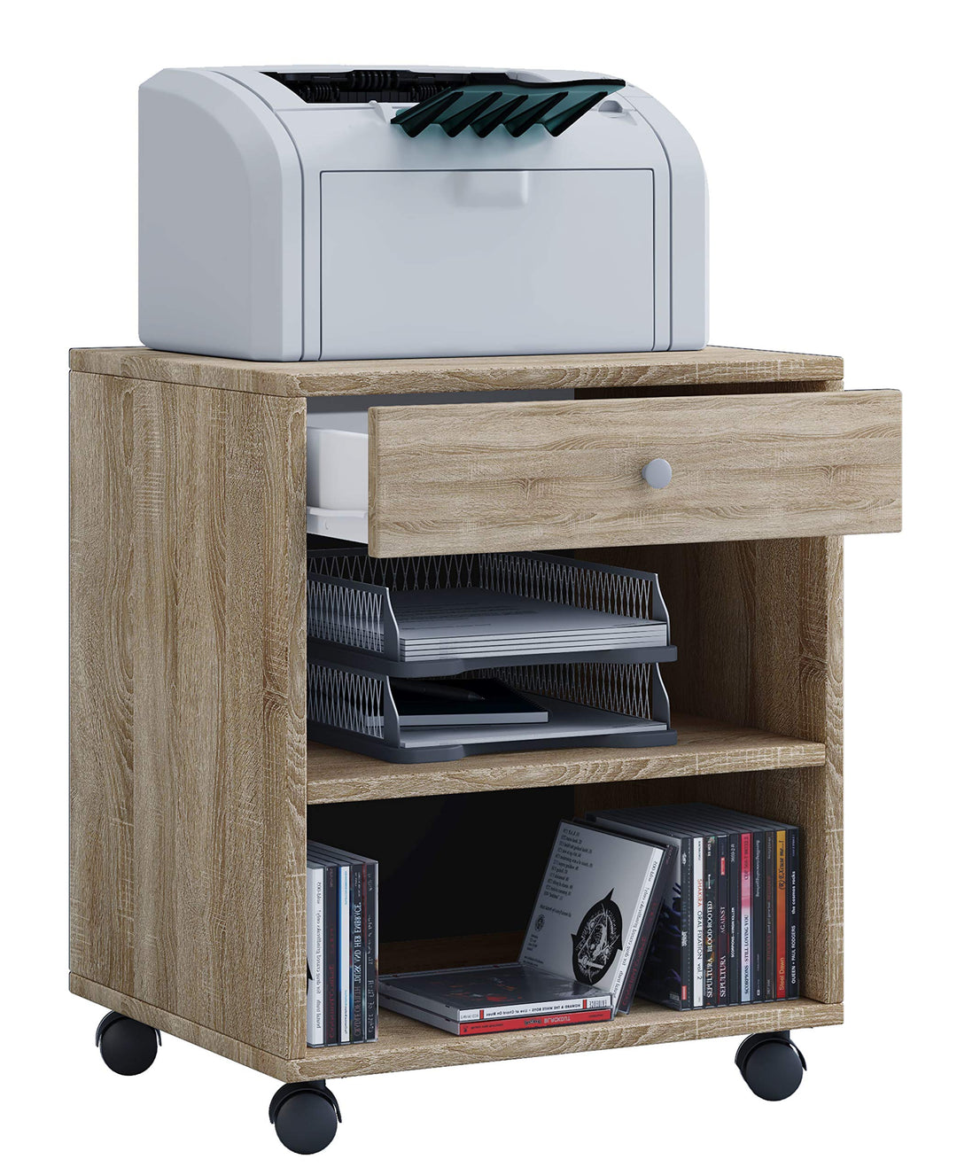 VCM Rollcontainer | Beistellcontainer mit Zwei offenen Fächern | Masse ca. H. 54 x B. 45 x T. 38 cm