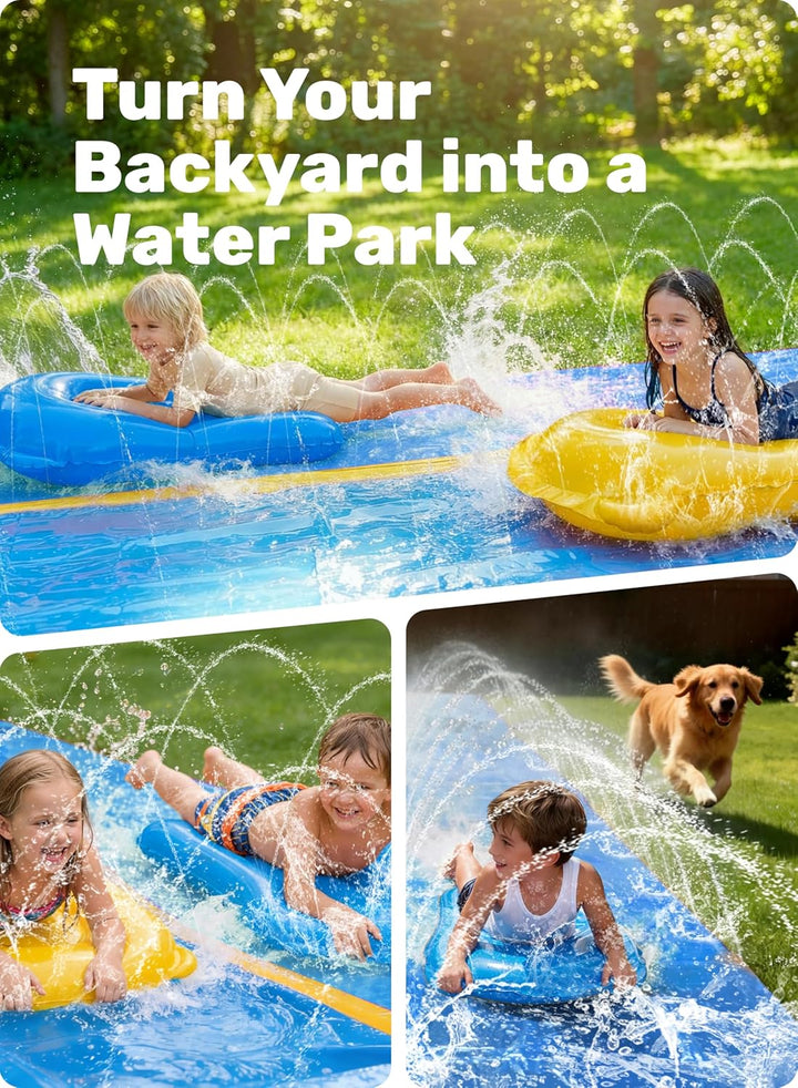 Sloosh riesige Wasserrutsche, 914cm x 183cm Rasen Wasserrutsche mit eingebautem Sprinkler und 2 Slip