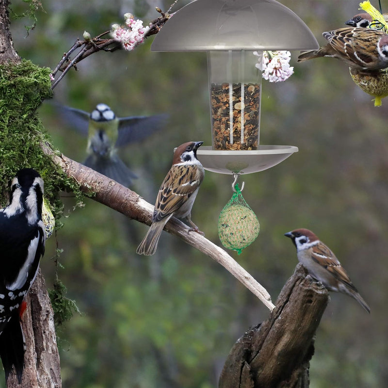 Relaxdays Vogelfutterspender, Futterhäuschen für Vögel, Aufhängen o. Stecken, Garten & Balkon, mit S