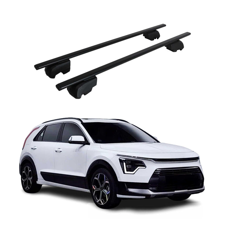 Dachträger Grundträger kompatibel mit Kia NIRO 2022-2023 Grundträger TÜV ABE Alu Schwarz, Schwarz