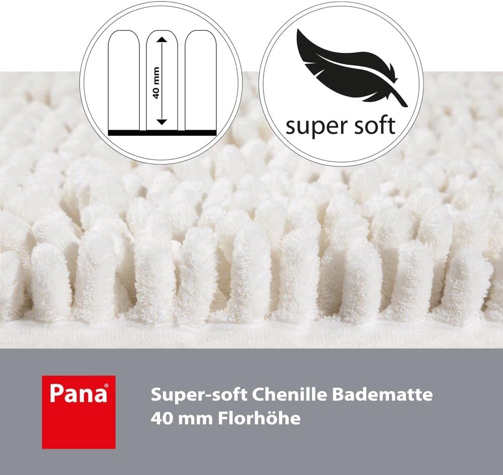 PANA Chenille Badematte in versch. Farben und Grössen • Badteppich aus weichen Fasern • saugstark &amp;