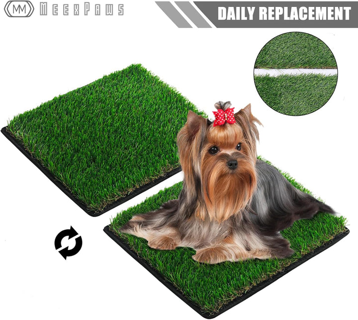 MEEXPAWS Hundetoilette Hundegras-Pisspads für Hunde mit Tablett | 2× Kunstrasenpads für Hunde | 2 Tr