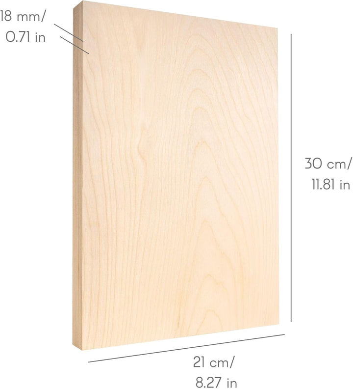 Creative Deco 3 x A4 Sperrholzplatte 18mm | 300 x 210 (+/- 0,5) mm | Birkensperrholz Dünne Holz-Zusc