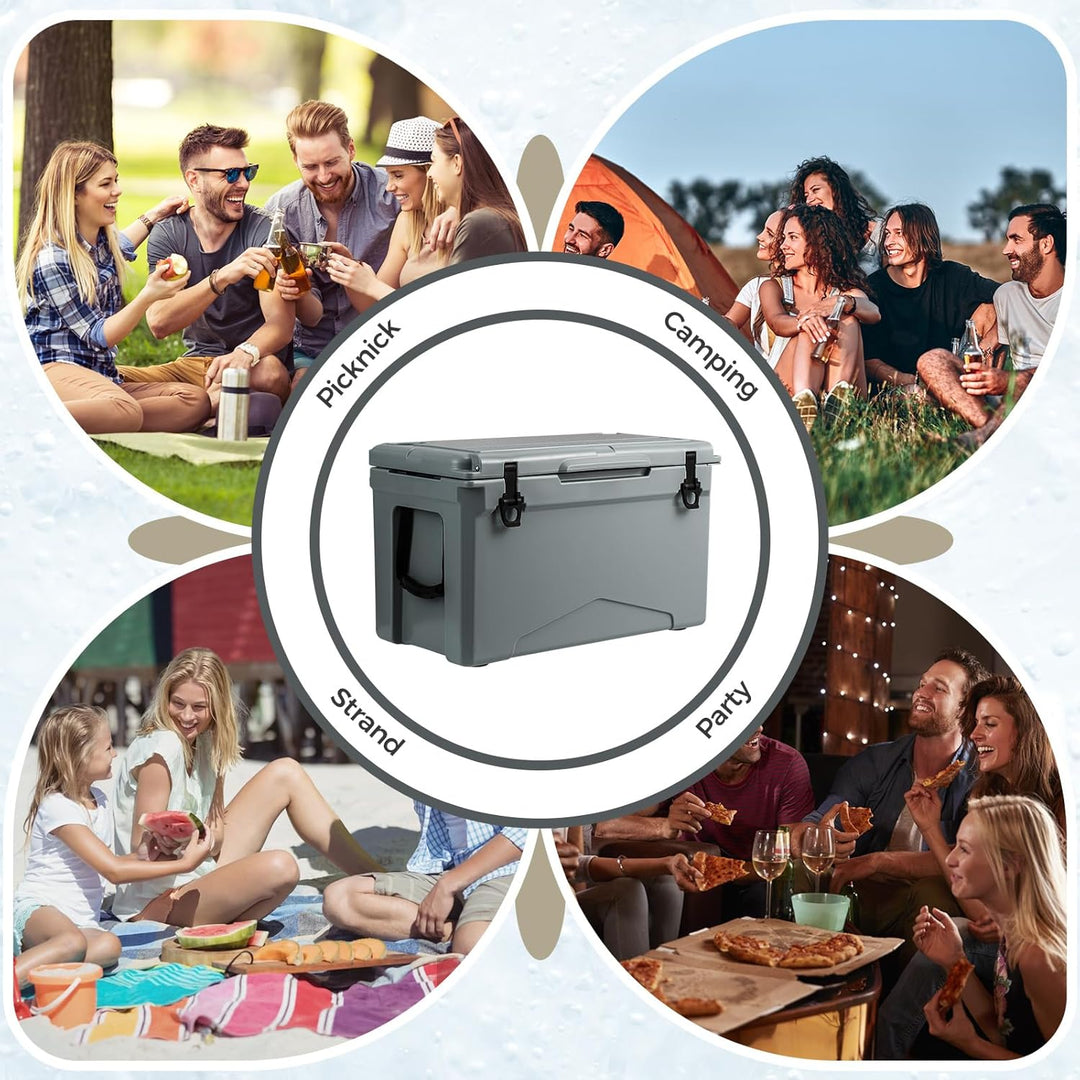 COSTWAY 47L Isolierbox Kühlbox tragbar, Wärmebehälter mit Flaschenöffner und Abflusssystem, Thermobo