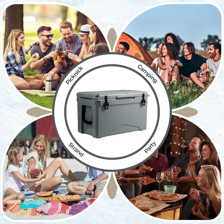 COSTWAY 47L Isolierbox Kühlbox tragbar, Wärmebehälter mit Flaschenöffner und Abflusssystem, Thermobo