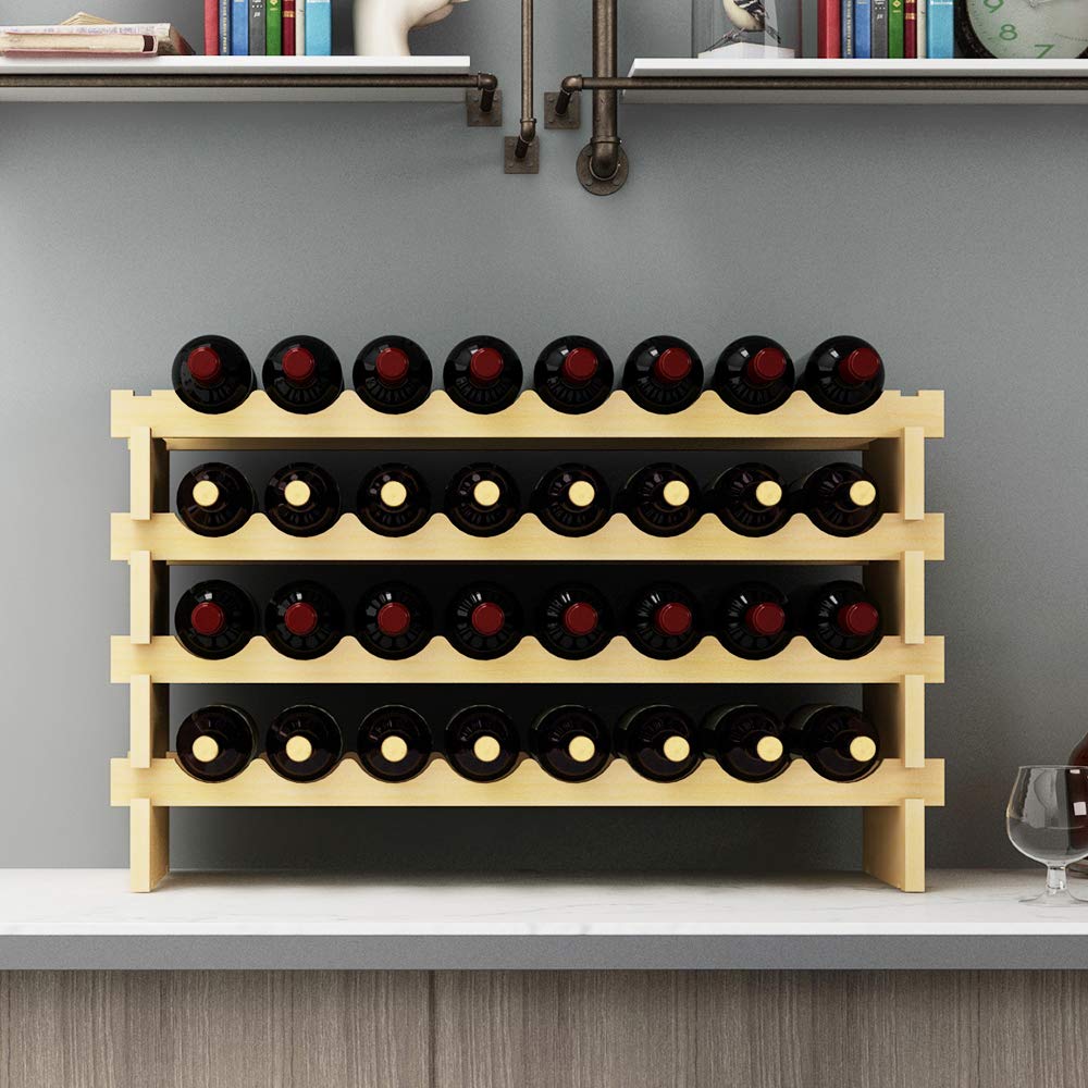 SogesHome Flaschenregal Weinregal Stapelbares Weinregale 4-Tier Weinlagerung für 32 Flaschen Weinstä