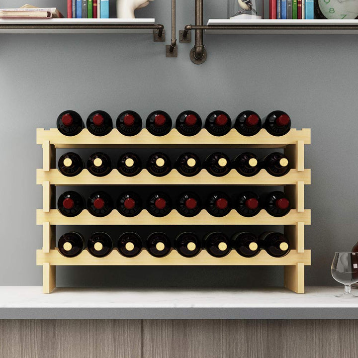 SogesHome Flaschenregal Weinregal Stapelbares Weinregale 4-Tier Weinlagerung für 32 Flaschen Weinstä