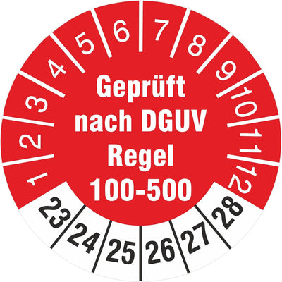 2500 Prüfetiketten geprüft nach DGUV Regel 100-500 2023-28 Prüfplaketten 18 mm 2500 18mm Durchmesser