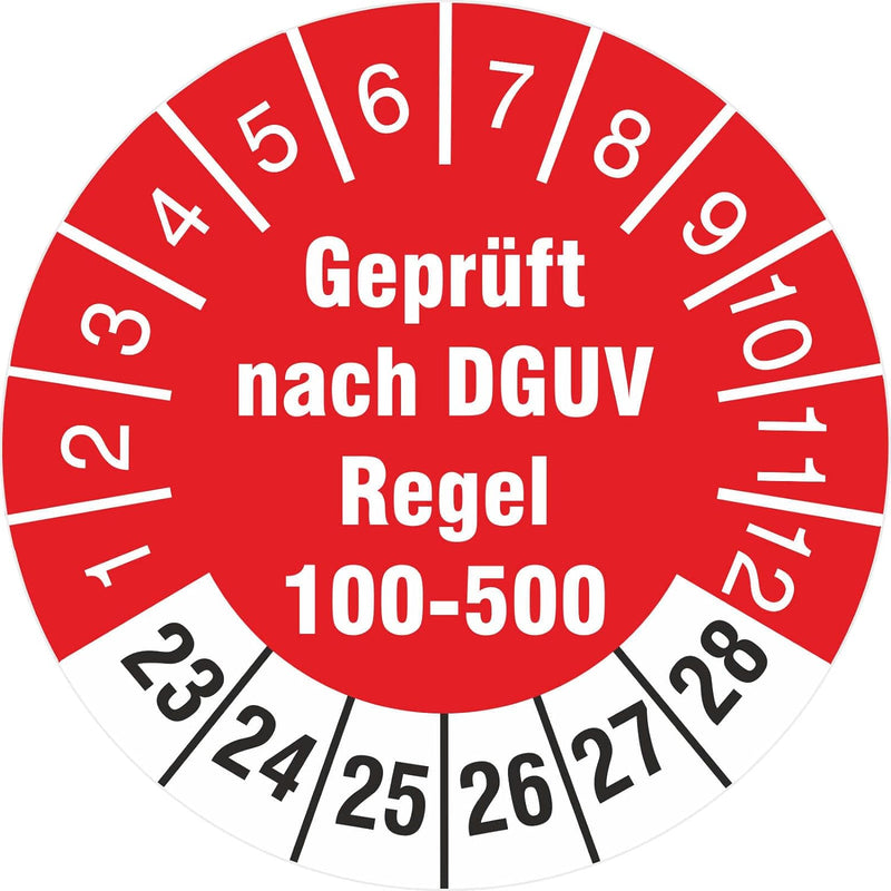 200 Prüfetiketten geprüft nach DGUV Regel 100-500 2023-28 Prüfplaketten 18 mm 200 18mm Durchmesser,